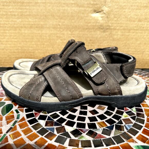 Teva Fisherman Sandals Buckle Waterproof Leather Hiking Adjustable Brown 8 main image 6